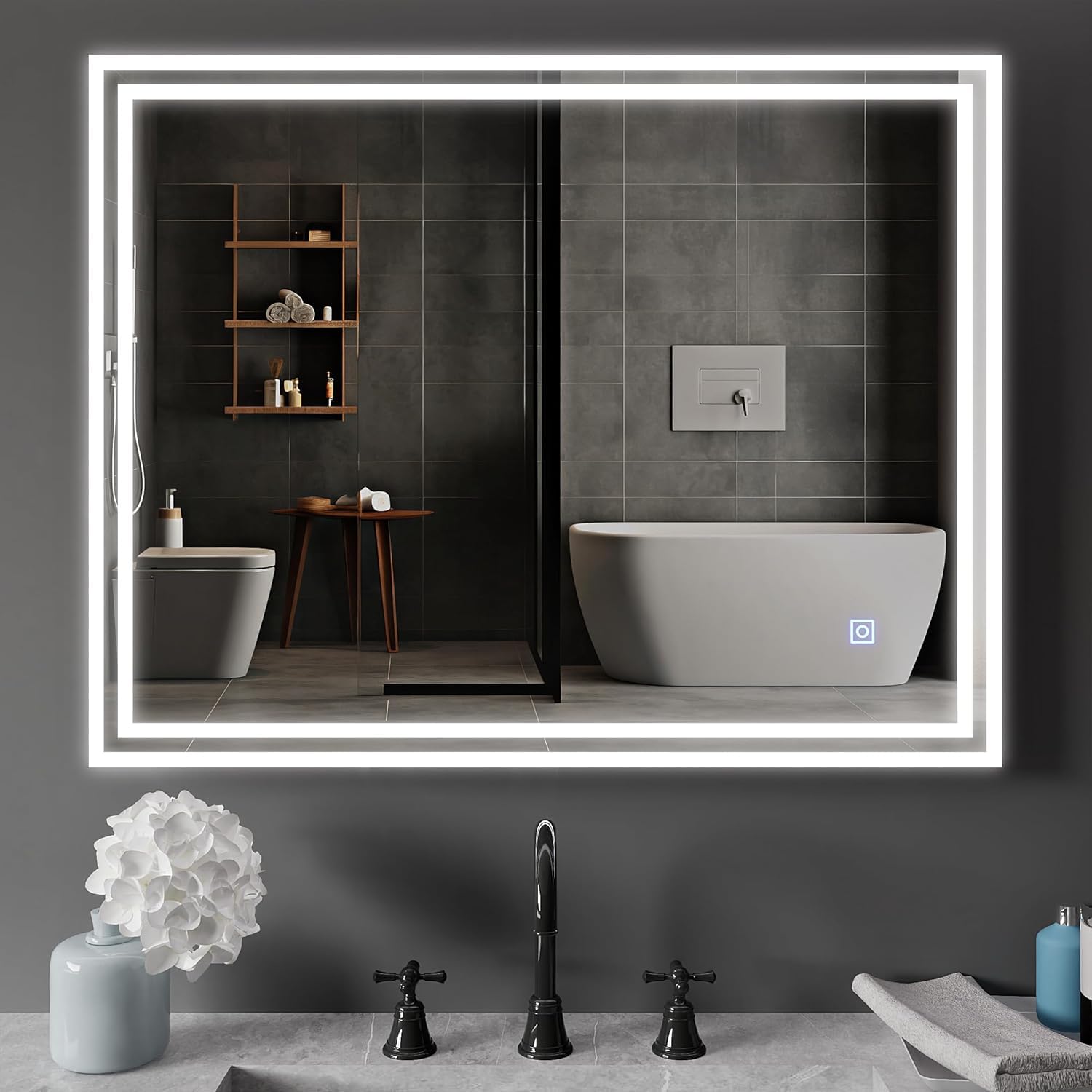 BELOFAY Beatrice Hollywood Vanity Mirror For Makeup with Lights, Lighted Makeup Mirror with 13 Dimmable Led Bulbs, 3 Lighting Modes (50x42cm)