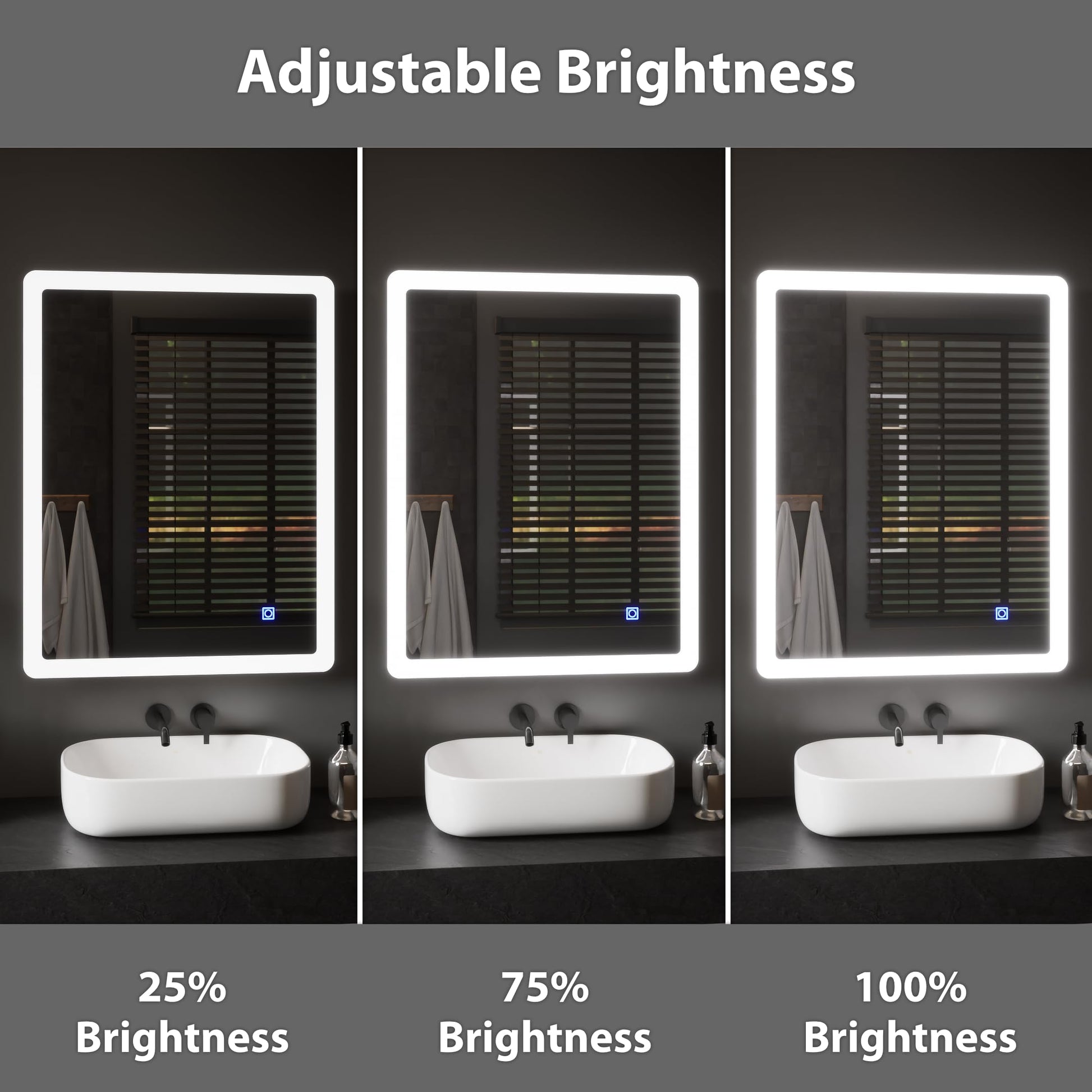 BELOFAY Bathroom LED Mirror, Illuminated Bathroom Toughened Unbreakable Glass Mirror with LED Lights Dimmable Anti-fog Shatter-Proof Tempered Wall Mirrors with Demister Pad