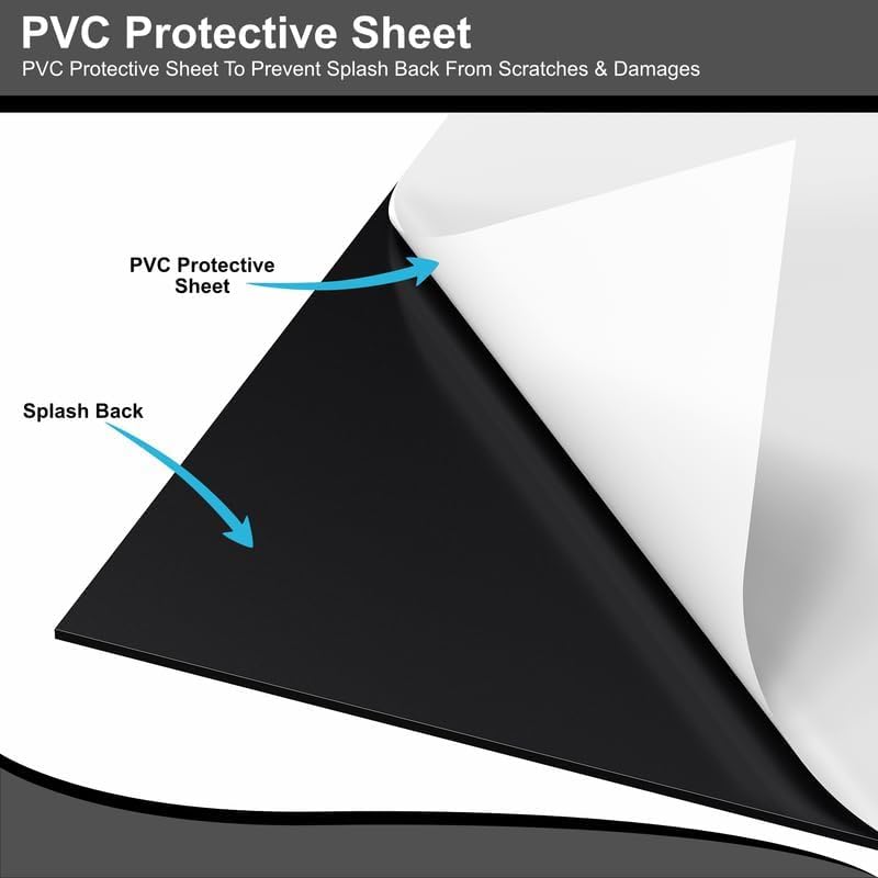 1mm Thick Black Stainless Steel Splashback for Kitchen with Brushed Finish (ADHESIVE INCLUDED)