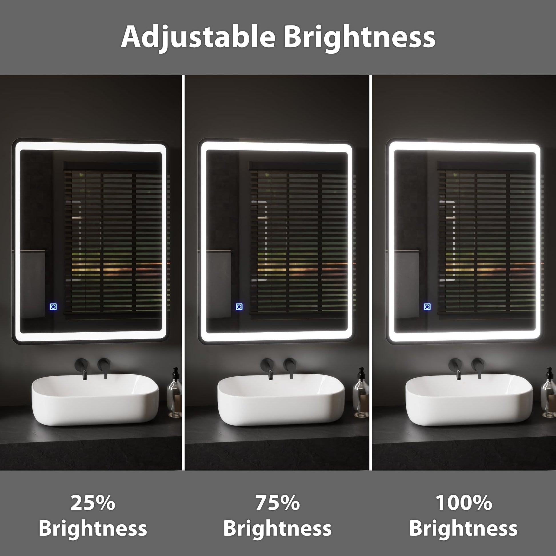 BELOFAY Bathroom LED Mirror, Illuminated Bathroom Toughened Unbreakable Glass Mirror with LED Lights Dimmable Anti-fog Shatter-Proof Tempered Wall Mirrors with Demister Pad