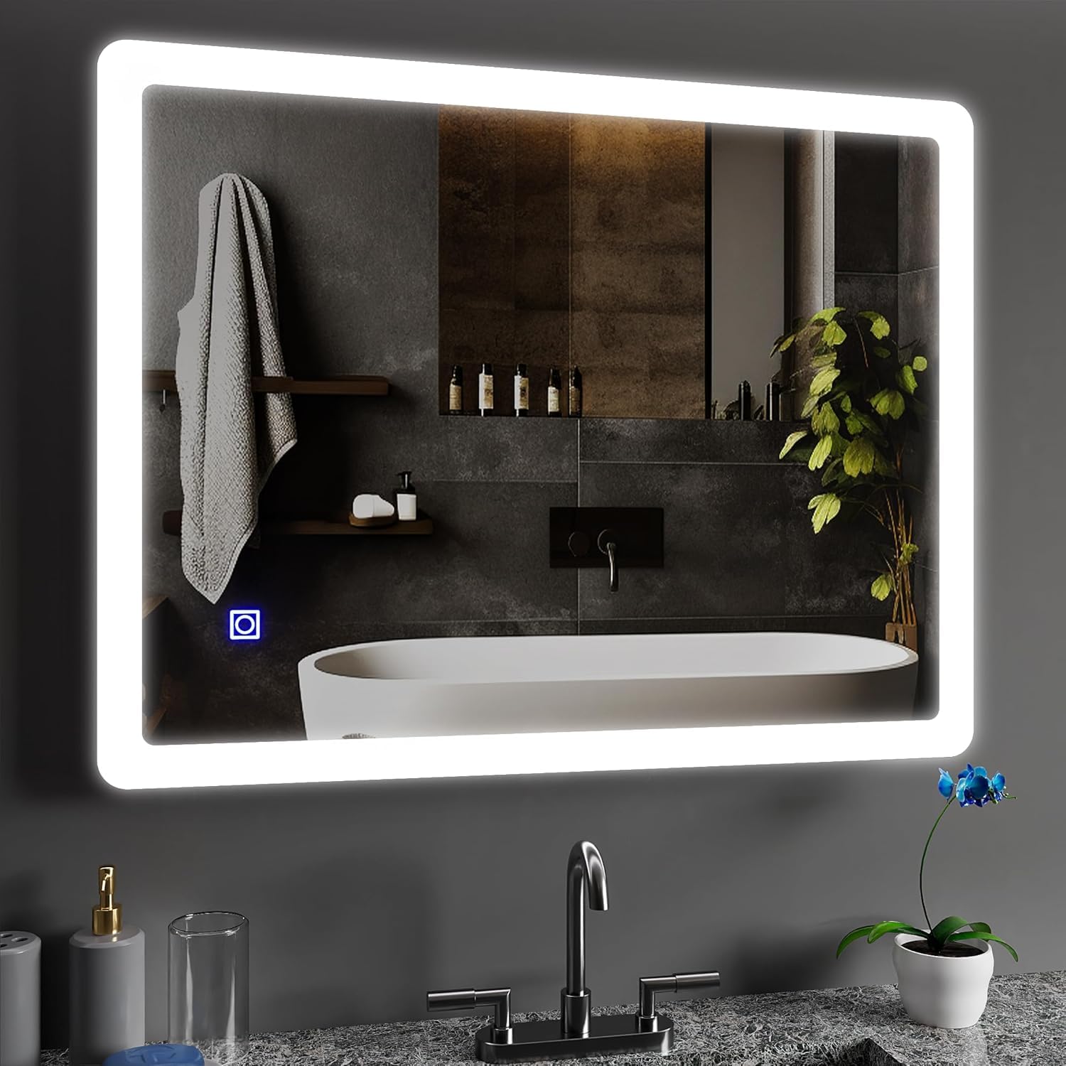 BELOFAY Beatrice Hollywood Vanity Mirror For Makeup with Lights, Lighted Makeup Mirror with 13 Dimmable Led Bulbs, 3 Lighting Modes (50x42cm)