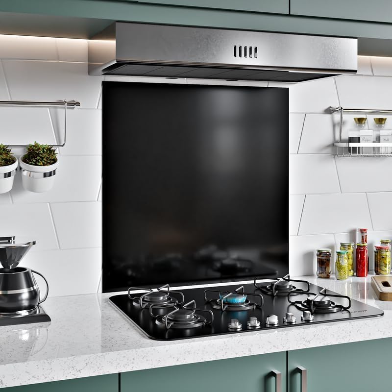1mm Thick Black Stainless Steel Splashback for Kitchen with Brushed Finish (ADHESIVE INCLUDED)
