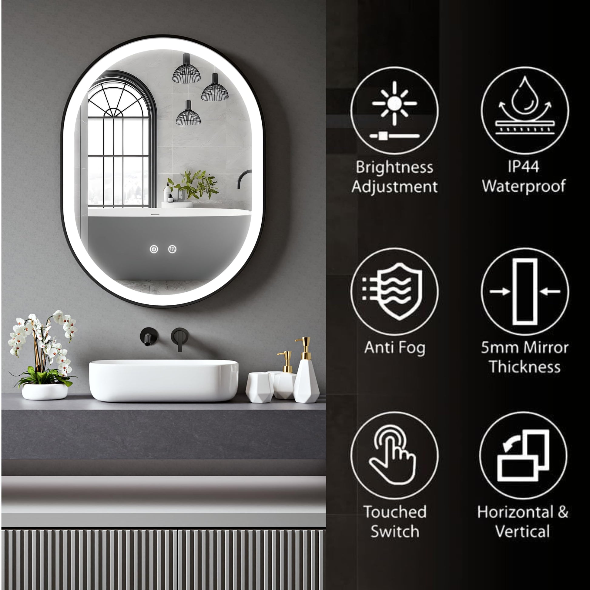BELOFAY Beatrice Hollywood Vanity Mirror For Makeup with Lights, Lighted Makeup Mirror with 13 Dimmable Led Bulbs, 3 Lighting Modes (50x42cm)