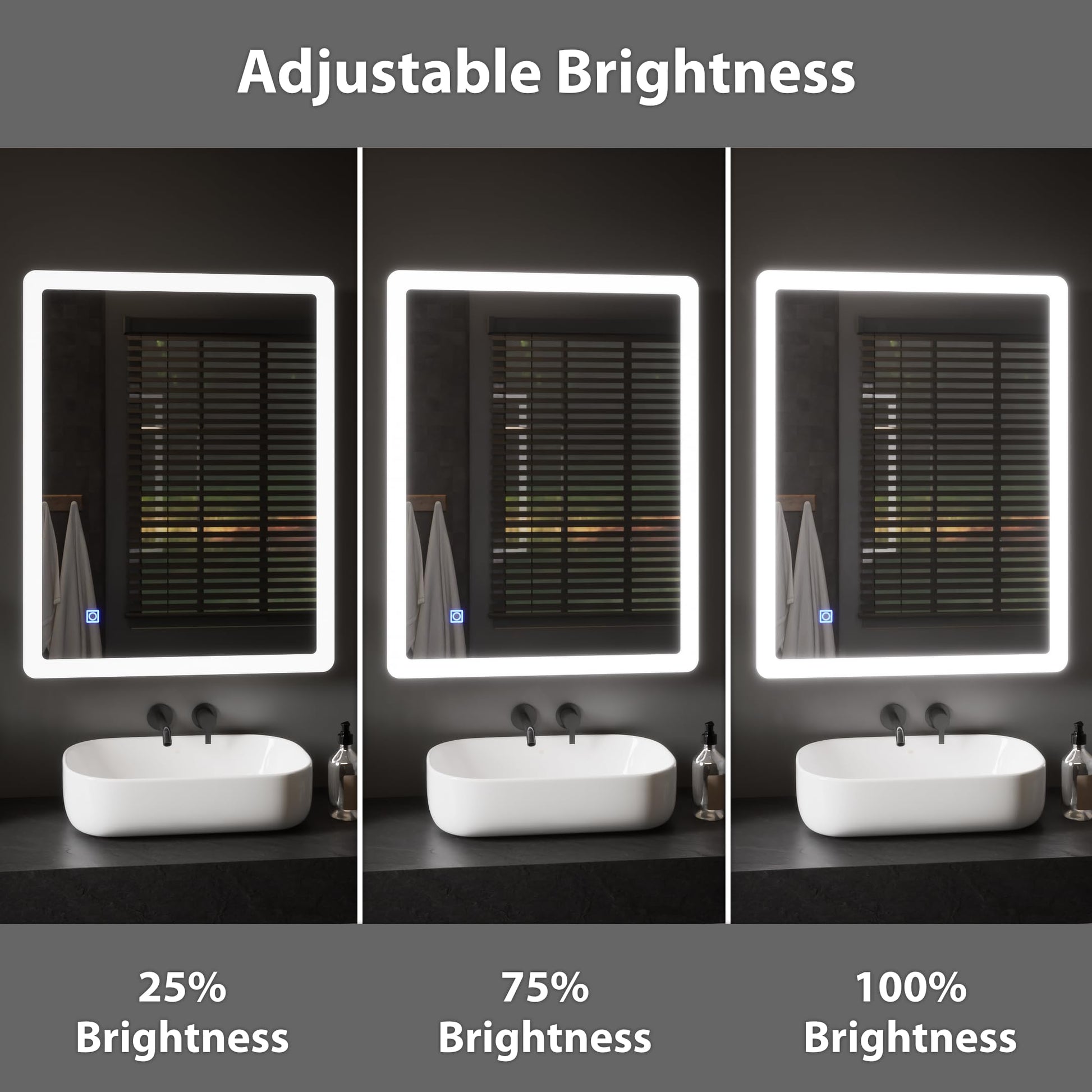 BELOFAY Bathroom LED Mirror, Illuminated bathroom Mirror with LED Lights Dimmable Anti-fog Shatter-Proof Tempered Wall Mirrors with Demister Pad