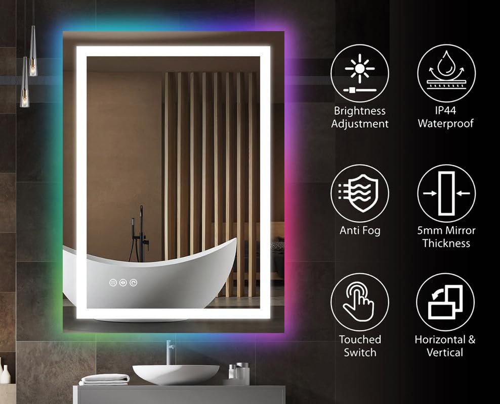 BELOFAY Beatrice Hollywood Vanity Mirror For Makeup with Lights, Lighted Makeup Mirror with 13 Dimmable Led Bulbs, 3 Lighting Modes (50x42cm)