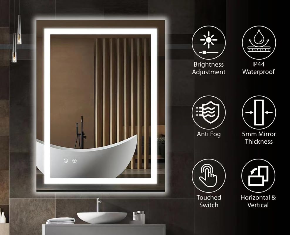 BELOFAY Beatrice Hollywood Vanity Mirror For Makeup with Lights, Lighted Makeup Mirror with 13 Dimmable Led Bulbs, 3 Lighting Modes (50x42cm)