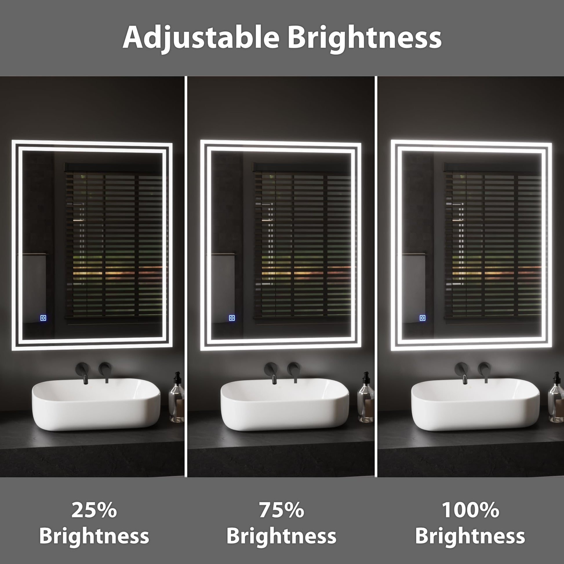 BELOFAY Bathroom LED Mirror, Illuminated Bathroom Toughened Unbreakable Glass Mirror with LED Lights Dimmable Anti-fog Shatter-Proof Tempered Wall Mirrors with Demister Pad