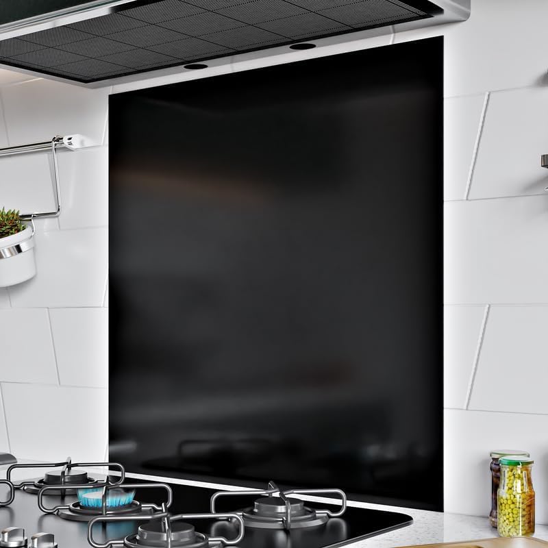 1mm Thick Black Stainless Steel Splashback for Kitchen with Brushed Finish (ADHESIVE INCLUDED)
