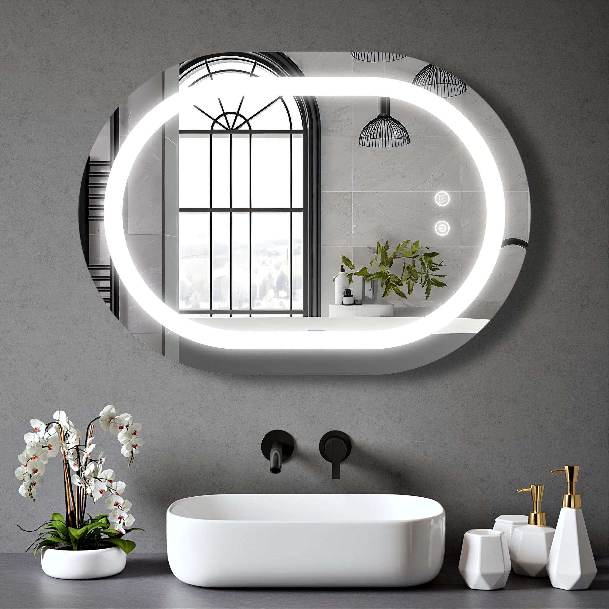 BELOFAY Beatrice Hollywood Vanity Mirror For Makeup with Lights, Lighted Makeup Mirror with 13 Dimmable Led Bulbs, 3 Lighting Modes (50x42cm)