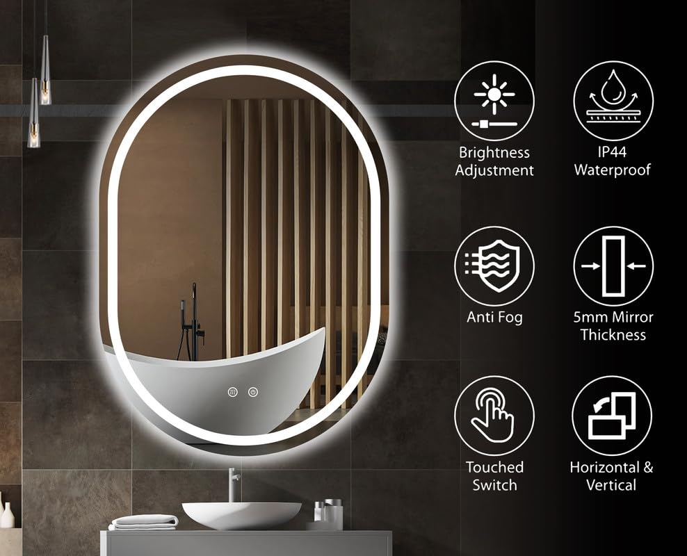 BELOFAY Beatrice Hollywood Vanity Mirror For Makeup with Lights, Lighted Makeup Mirror with 13 Dimmable Led Bulbs, 3 Lighting Modes (50x42cm)