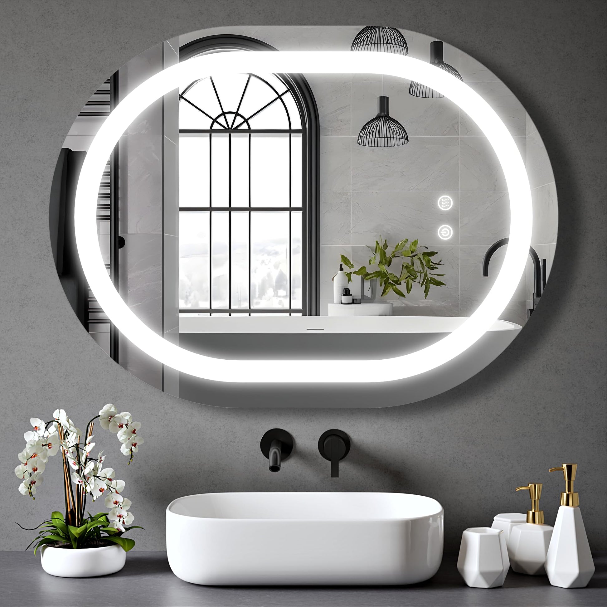 BELOFAY Beatrice Hollywood Vanity Mirror For Makeup with Lights, Lighted Makeup Mirror with 13 Dimmable Led Bulbs, 3 Lighting Modes (50x42cm)