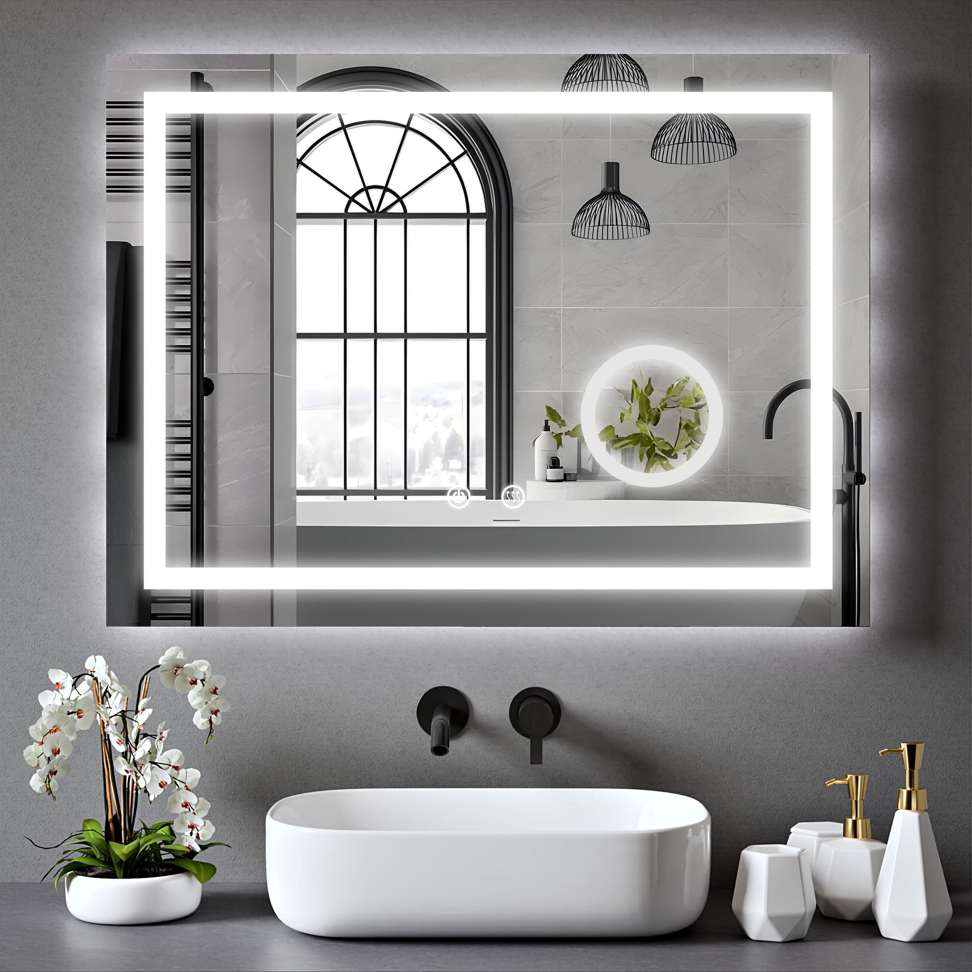 BELOFAY Beatrice Hollywood Vanity Mirror For Makeup with Lights, Lighted Makeup Mirror with 13 Dimmable Led Bulbs, 3 Lighting Modes (50x42cm)