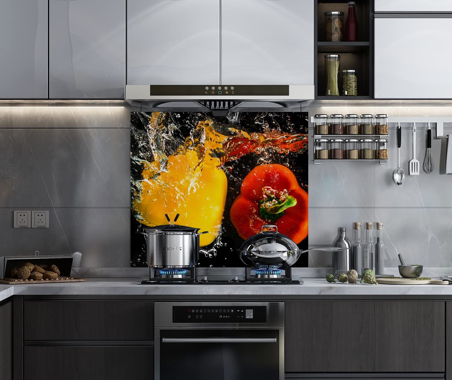 BELOFAY 6mm Tempered Glass Splashback for Kitchen, Toughened Glass Heat Resistant Splashbacks for Cookers